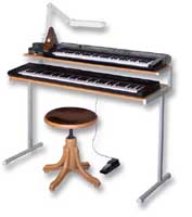 Pohled na stojan pro klávesové hudební nástroje